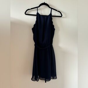 BCX Womens Juniors Sleeveless Scalloped Party Dress Navy S